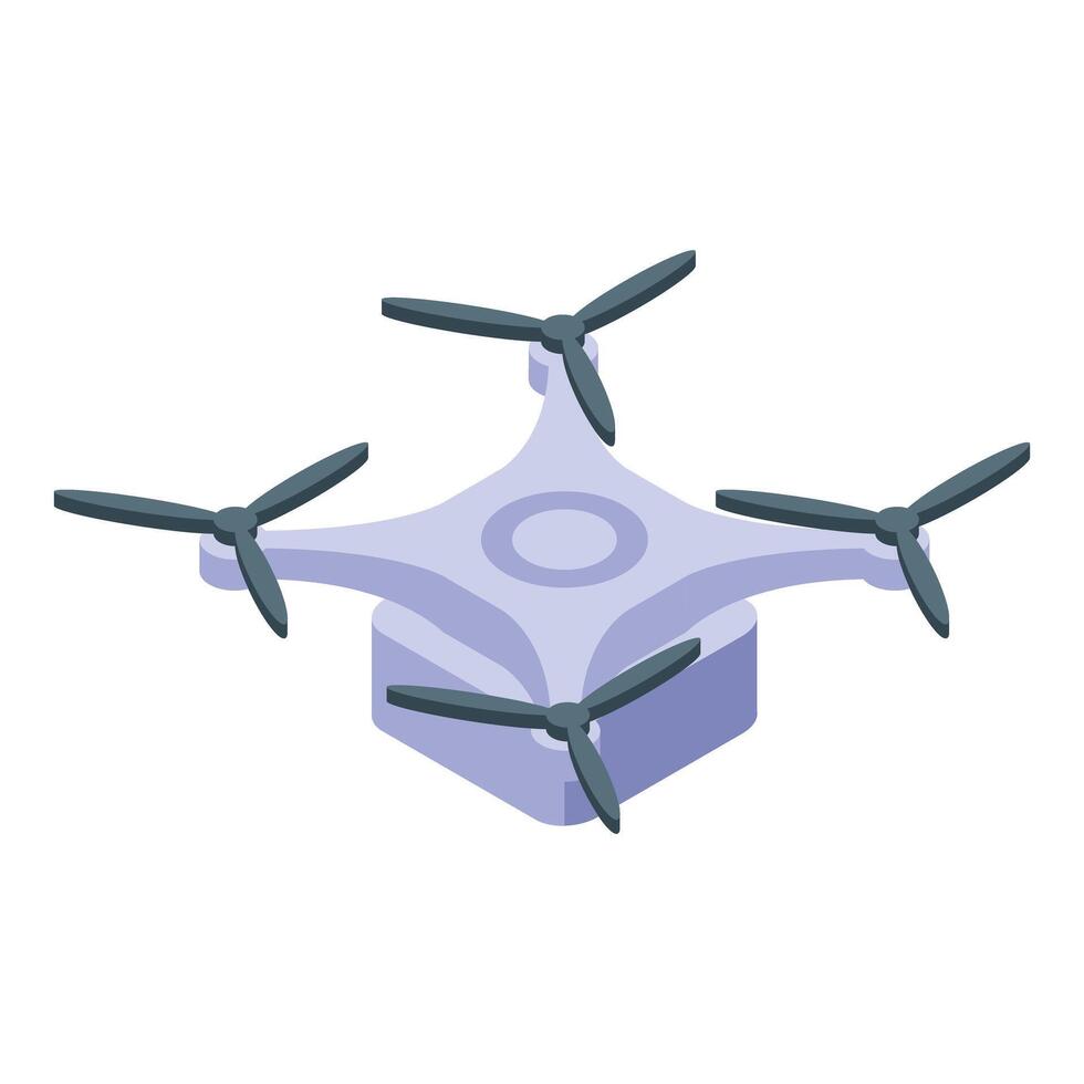Modern drone flying with four propellers isometric view vector