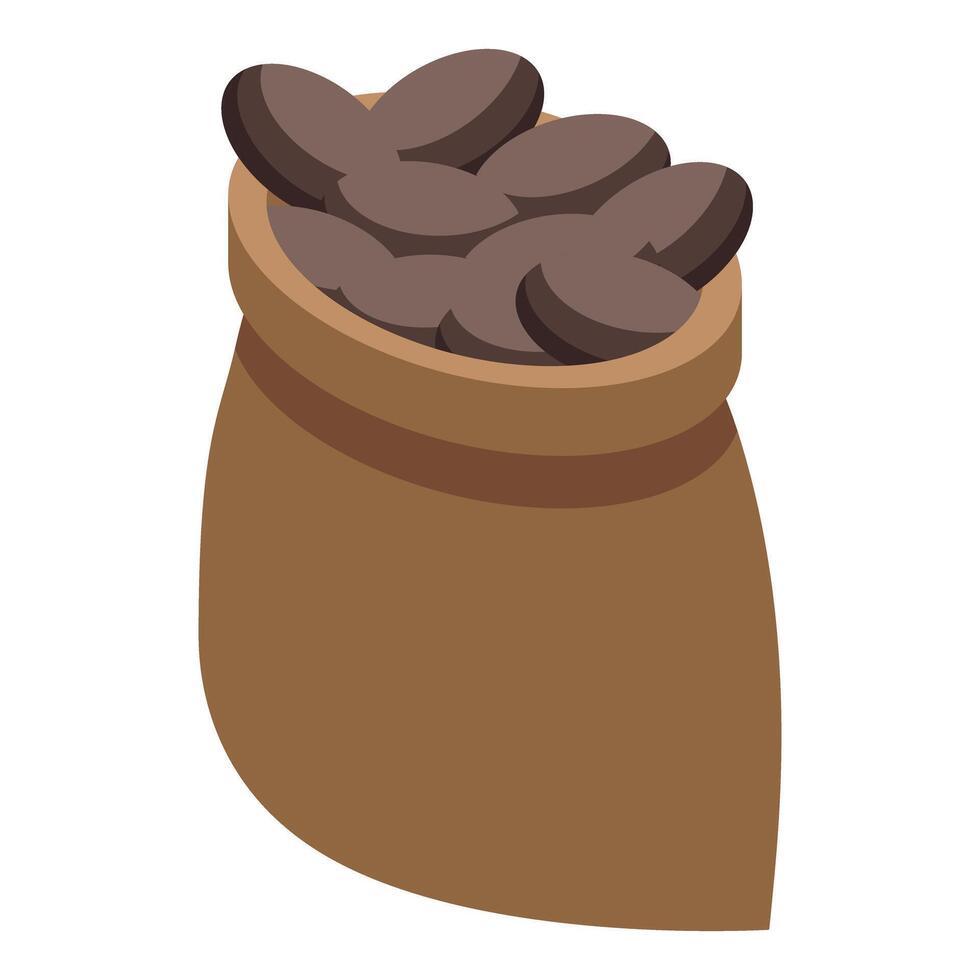 Full burlap sack overflowing with coffee beans vector