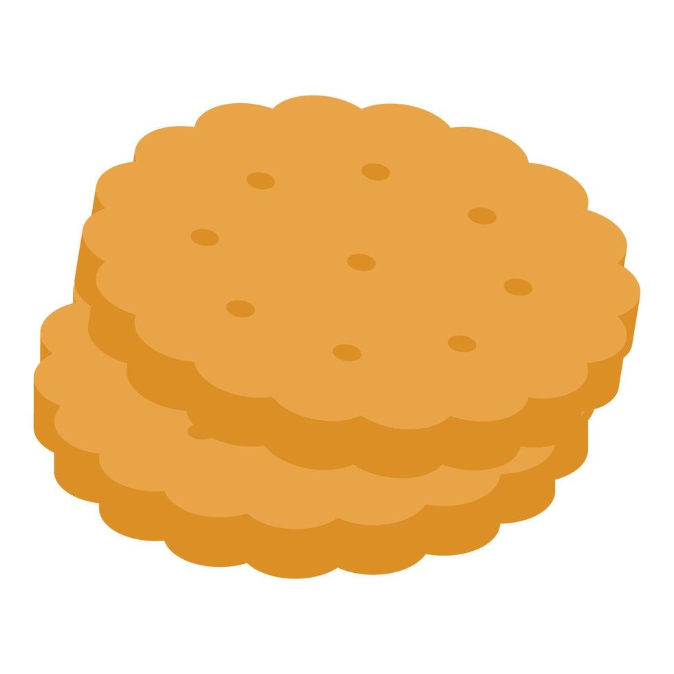 Two round cracker biscuits are lying on each other vector