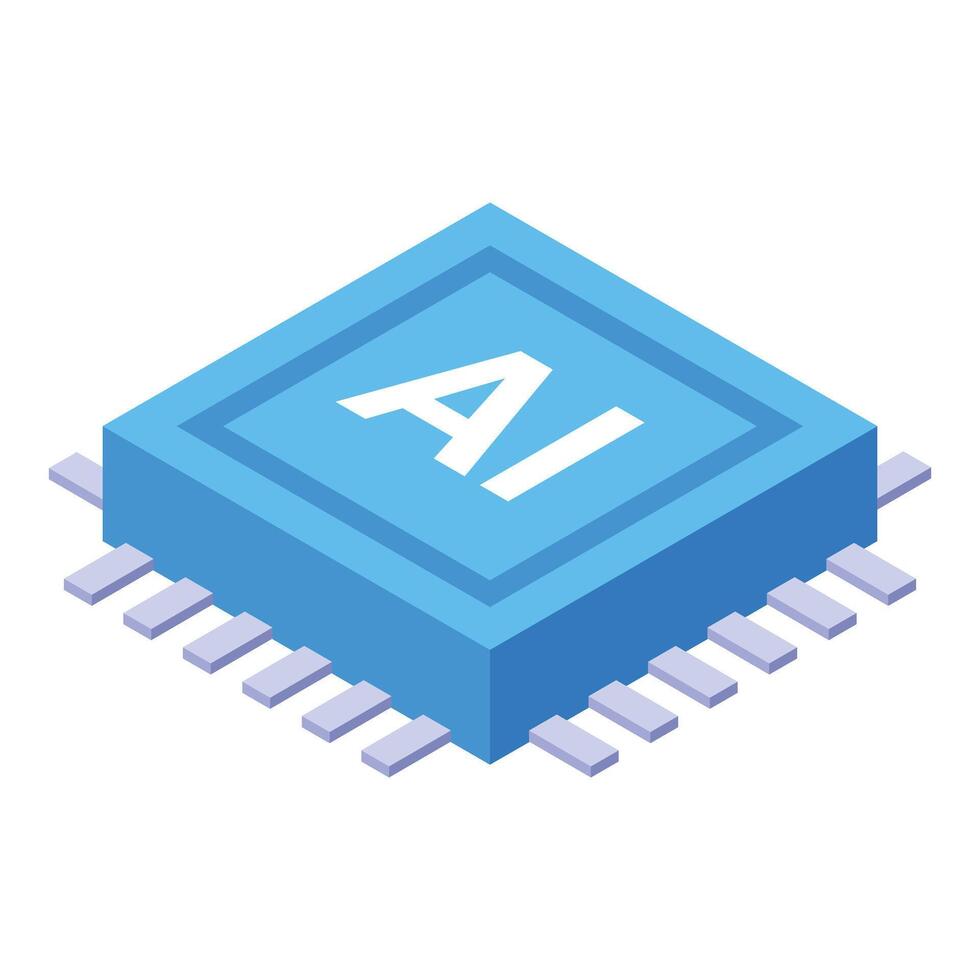 Blue ai microchip representing artificial intelligence technology vector
