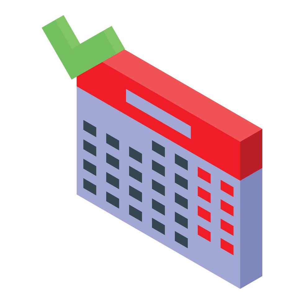 Isometric calendar showing days passing with check mark vector