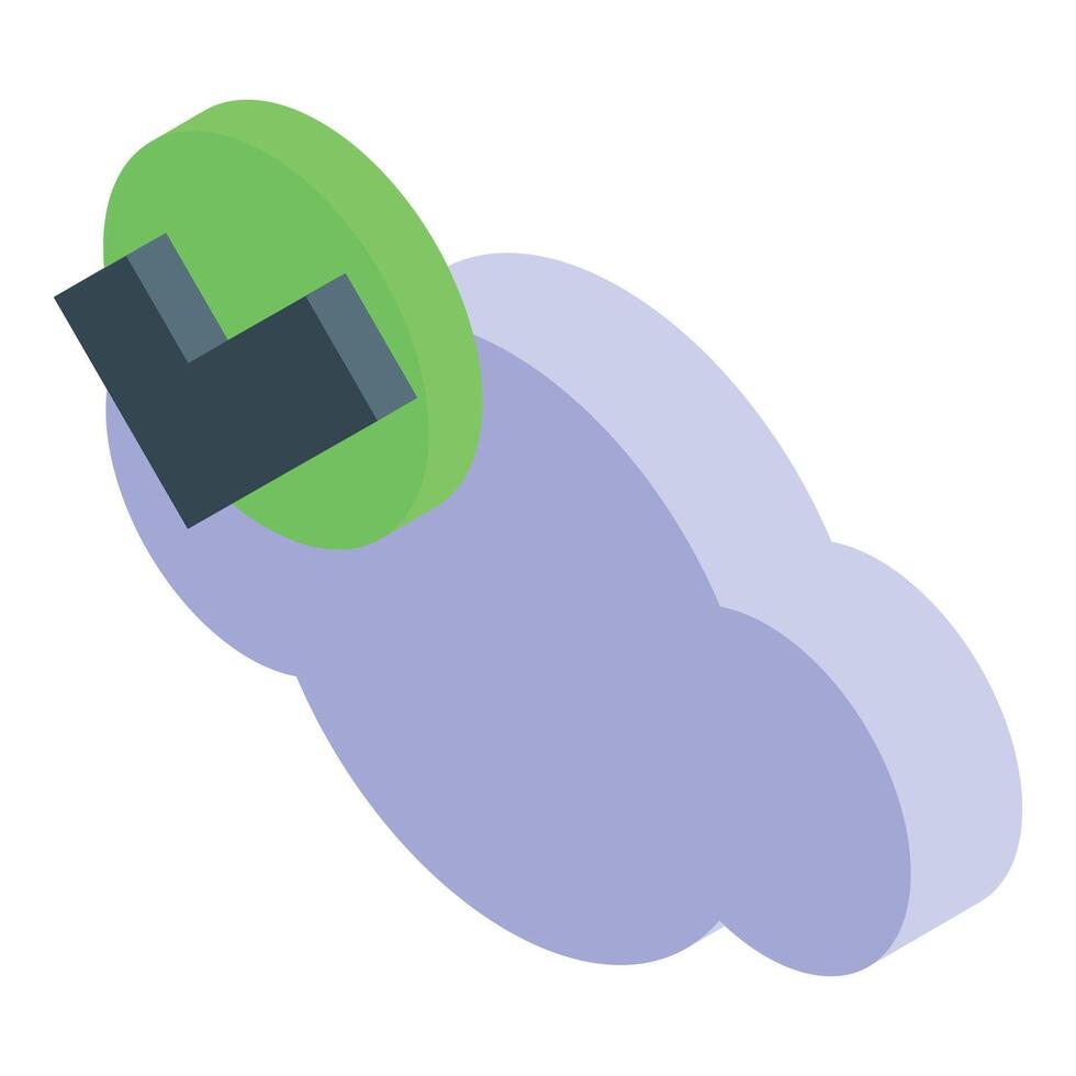 Cloud computing service showing done status with check mark icon vector