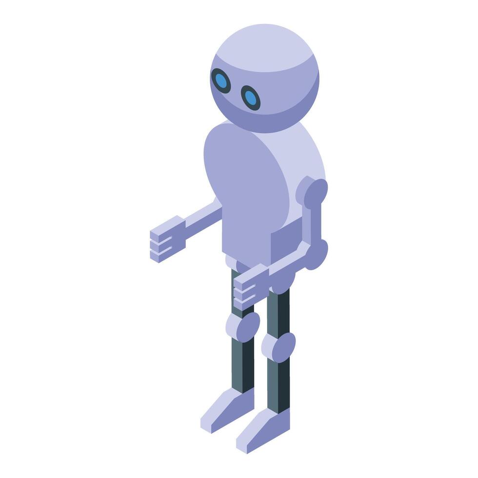 Modern robot standing with arms outstretched isometric icon vector