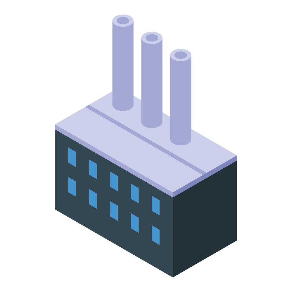 Isometric factory building emitting pollution from smokestacks vector