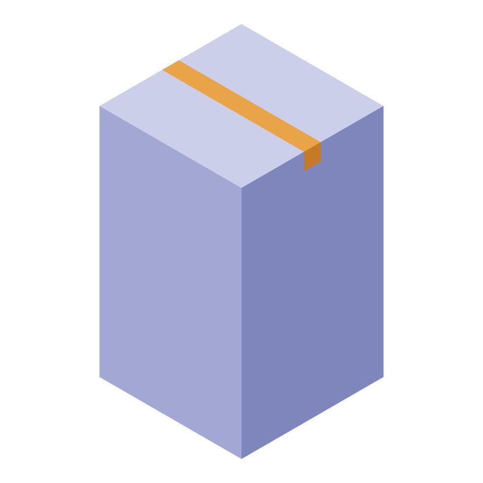Closed cardboard box sealed with tape isometric icon vector