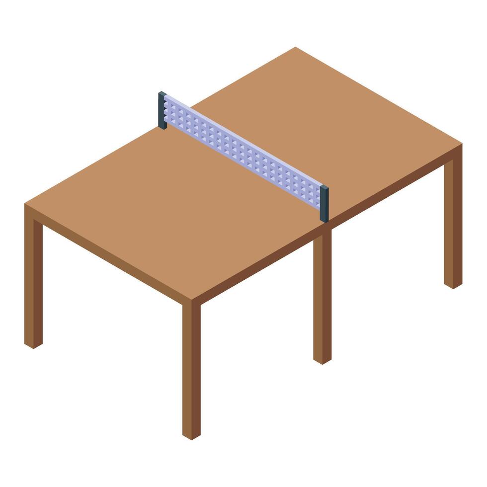 Wooden ping pong table isometric illustration representing table tennis sport vector