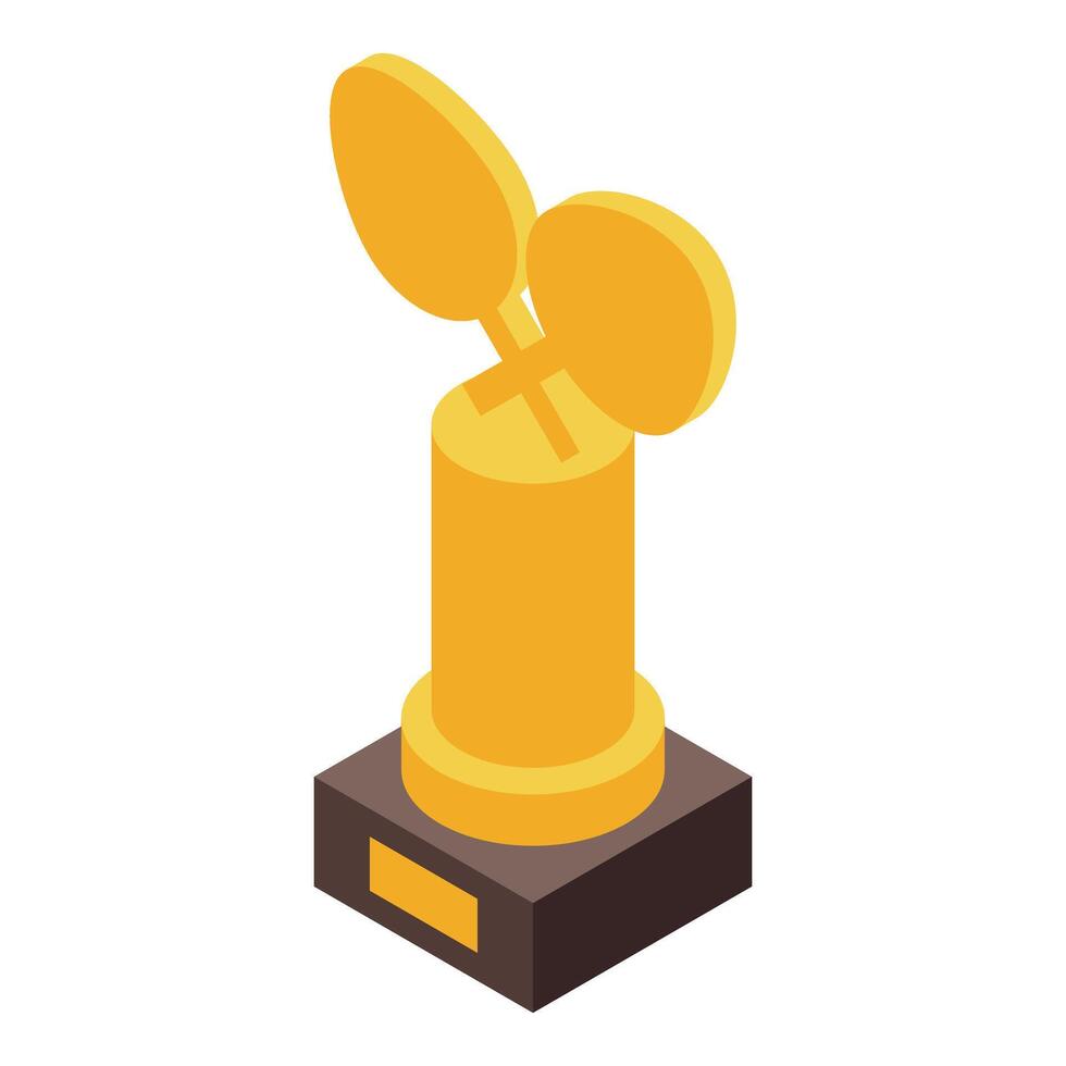 Golden trophy award standing on podium for table tennis tournament vector