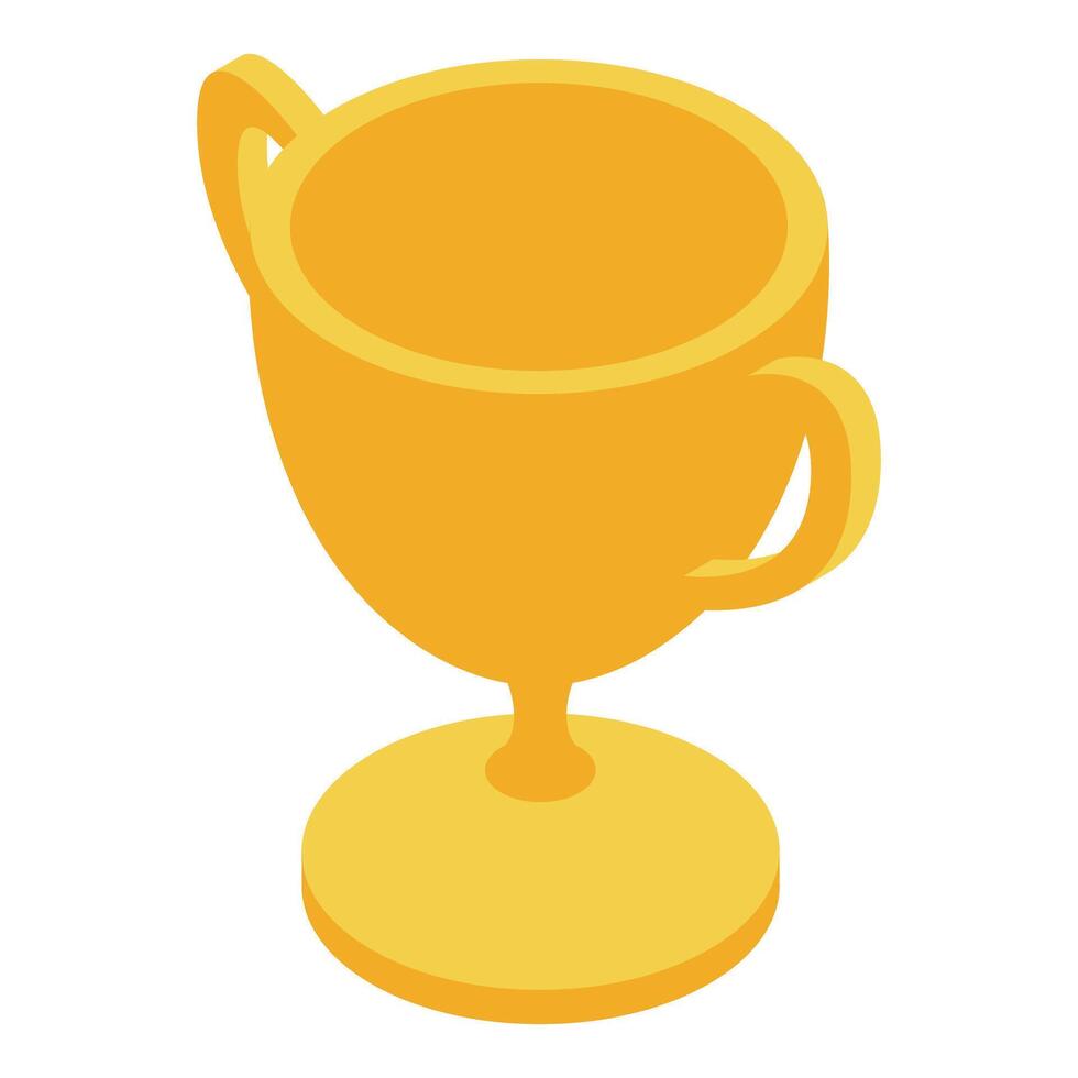 Golden cup standing on round pedestal representing winning vector