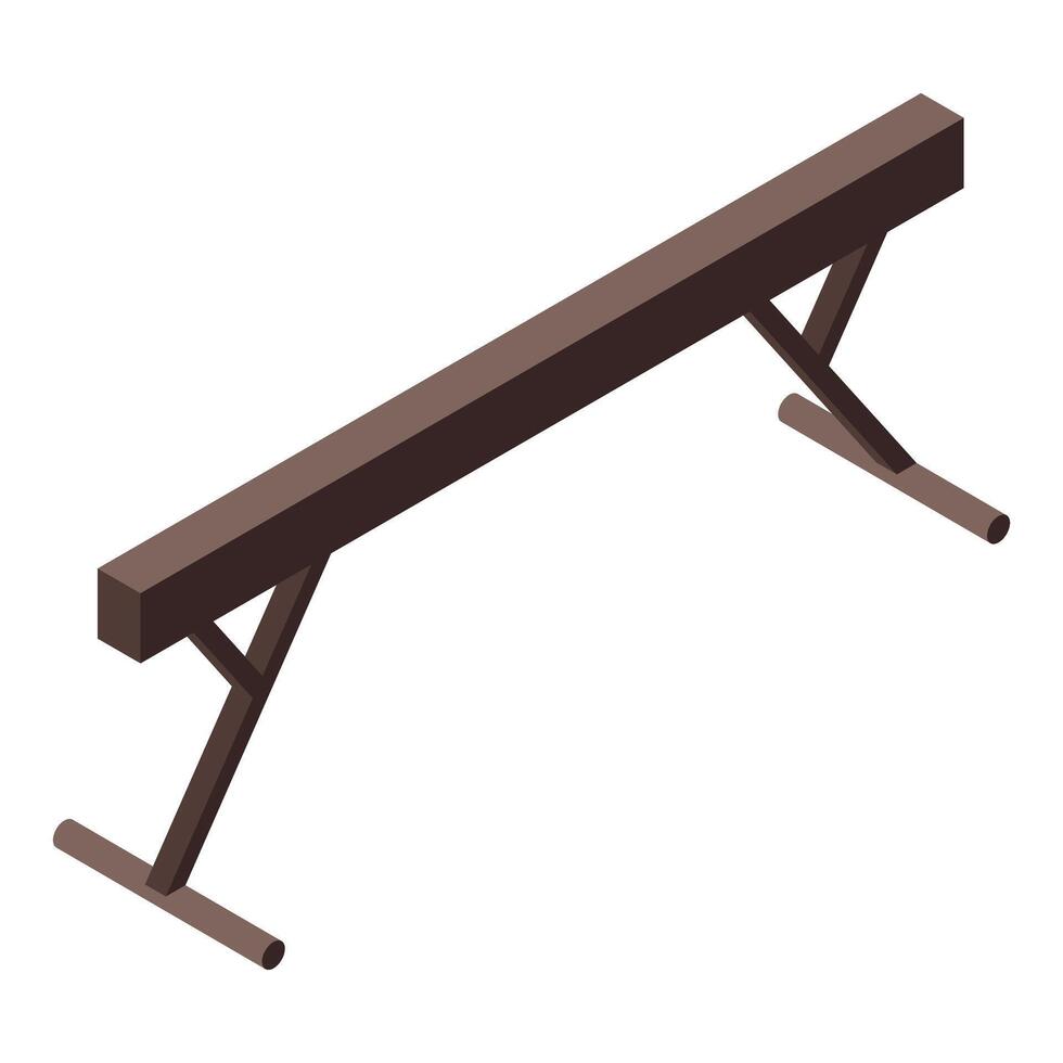 Wooden balance beam standing on white background isometric view vector