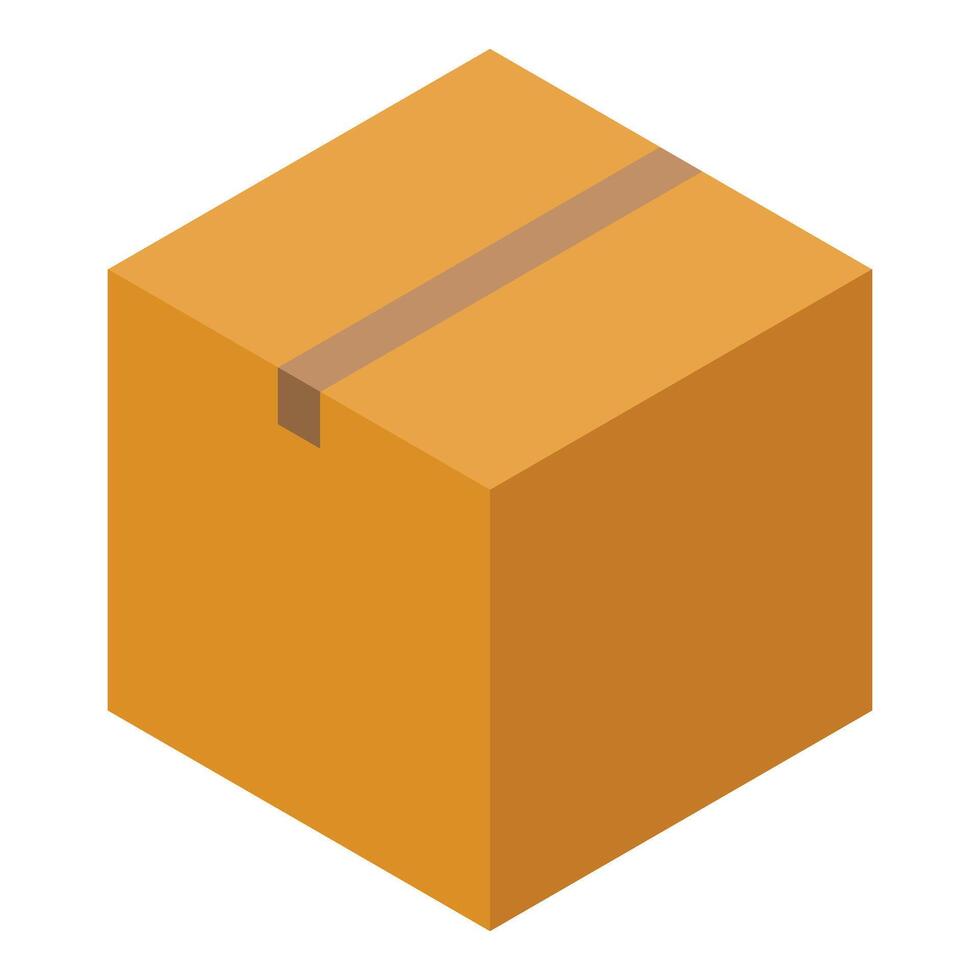 Closed cardboard box standing up isometric illustration vector