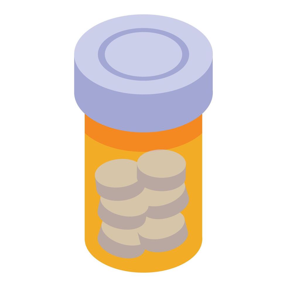 Closeup of medical pills inside plastic container with lid vector