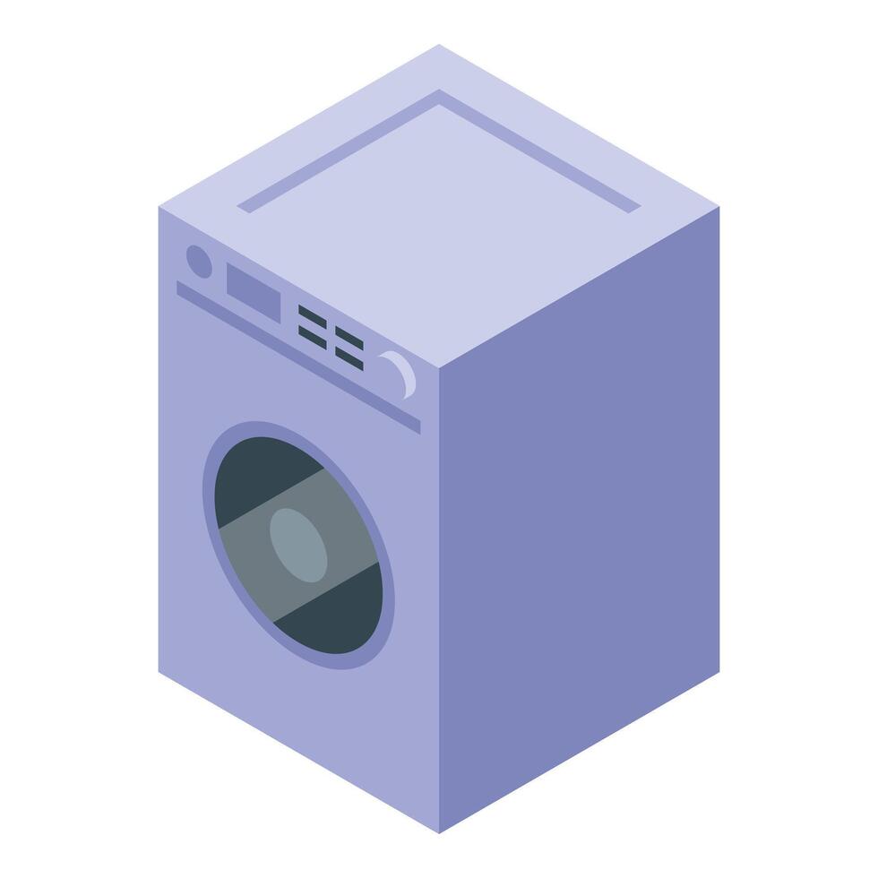 Modern washing machine presenting cleaning power in isometric view vector
