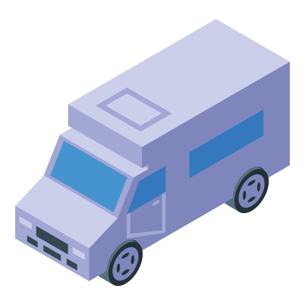 Camper van parked with open door isometric view vector