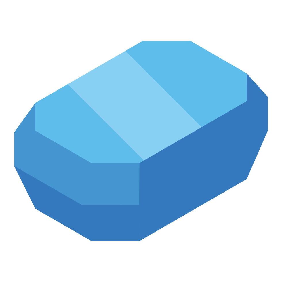 Blue gemstone shining with light reflecting on facets vector