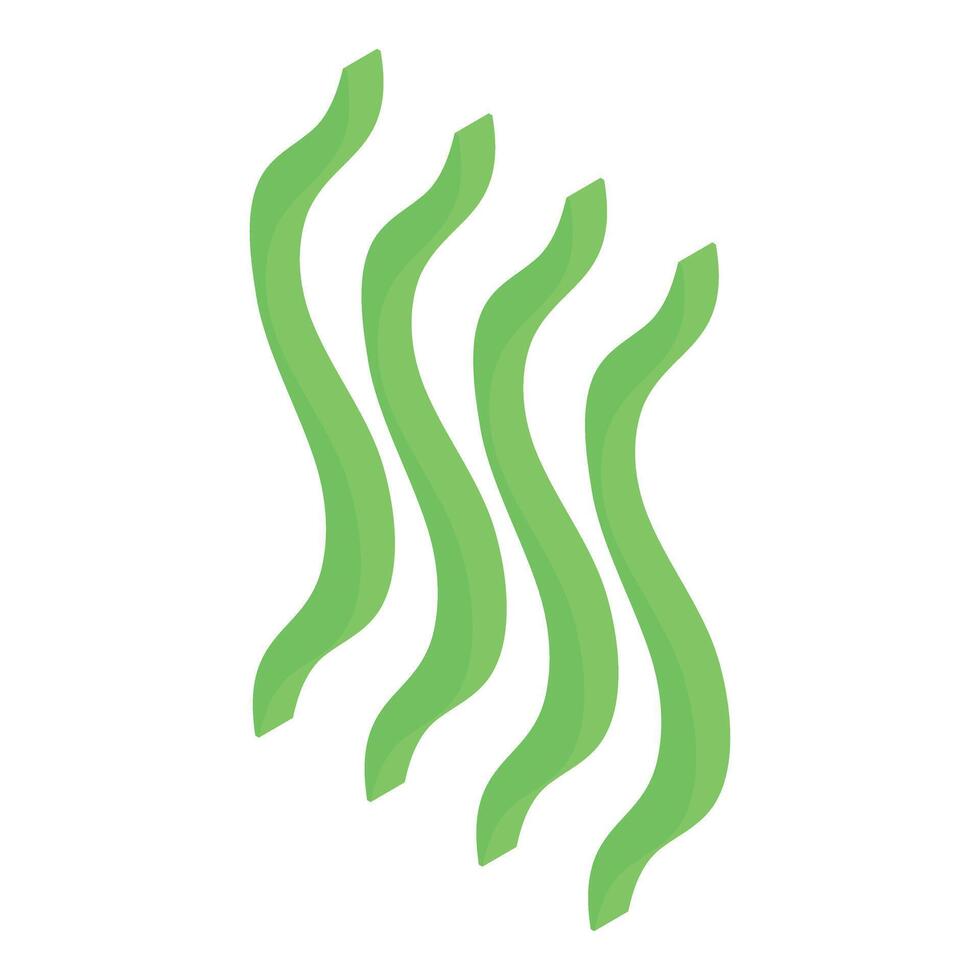 Green wavy stinking steam is rising up, isolated on white background vector