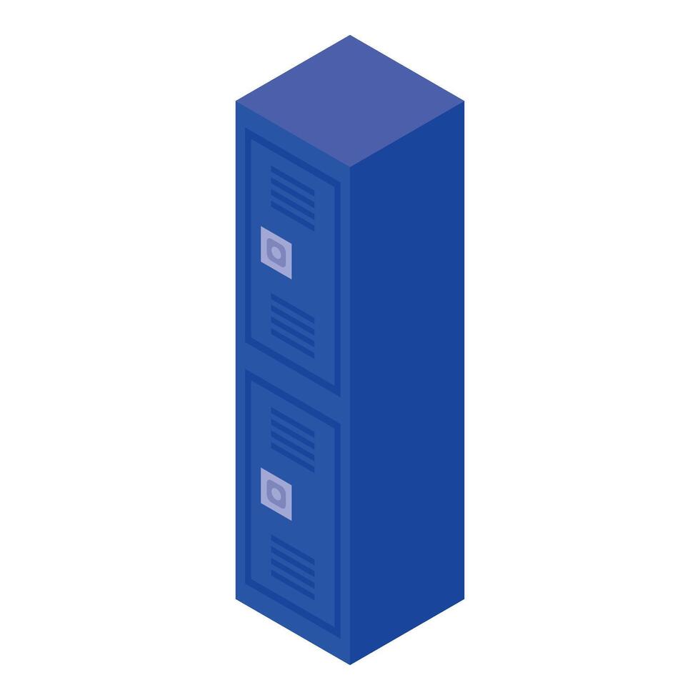 Blue metal locker isometric view standing upright vector