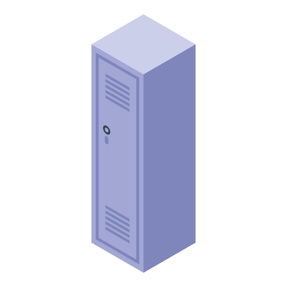 Metal locker standing closed with lock showing minimalist design vector