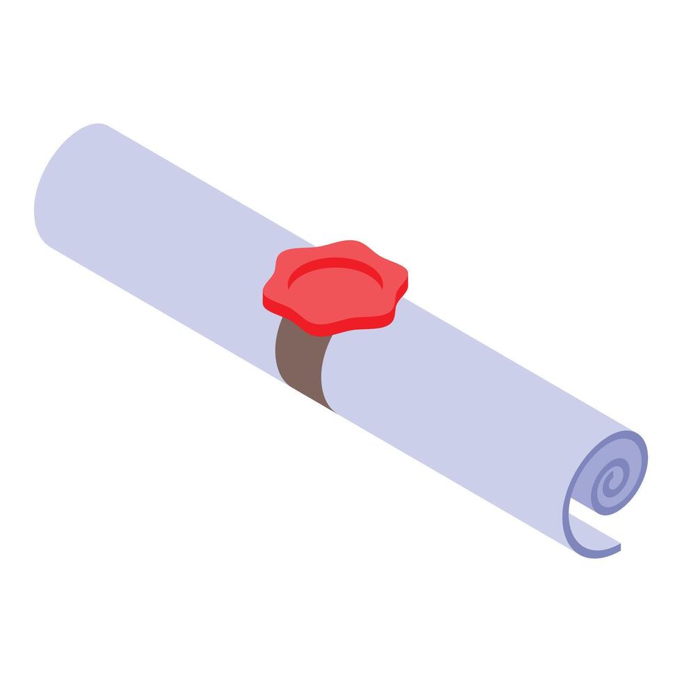 Notary public putting red wax seal on important document vector