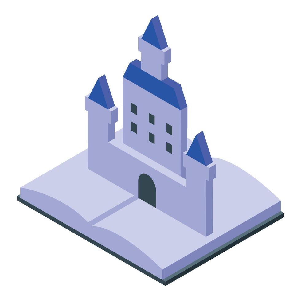 Isometric icon of castle appearing from open book vector