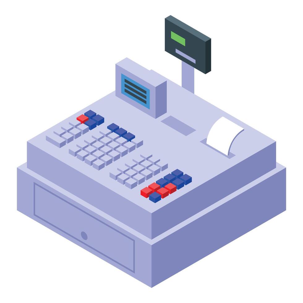 Modern electronic cash register showing purchase amount on display vector