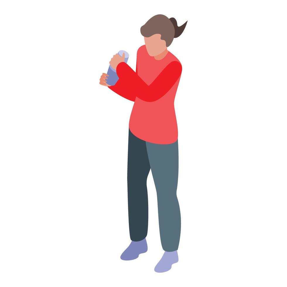 Barman preparing cocktail using shaker isometric illustration vector