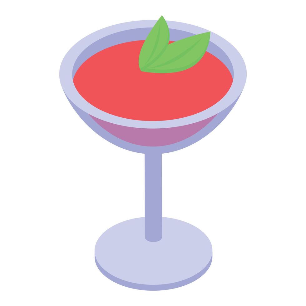 Red cocktail with green garnish standing on white background vector