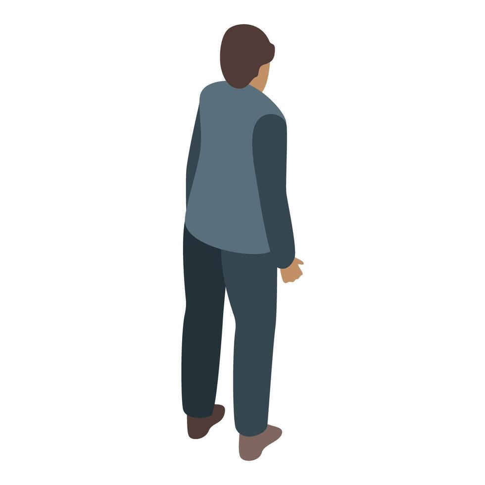 Businessman standing back view looking forward isometric icon vector