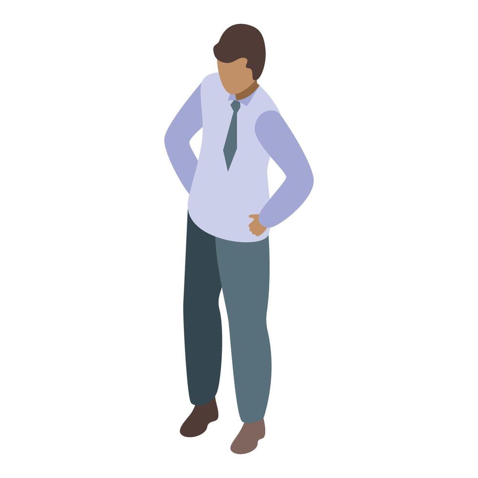 Serious office worker standing isometric icon vector