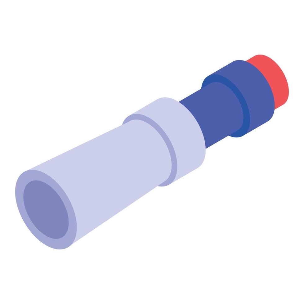 Telescope tube is focusing on distant object in isometric view vector