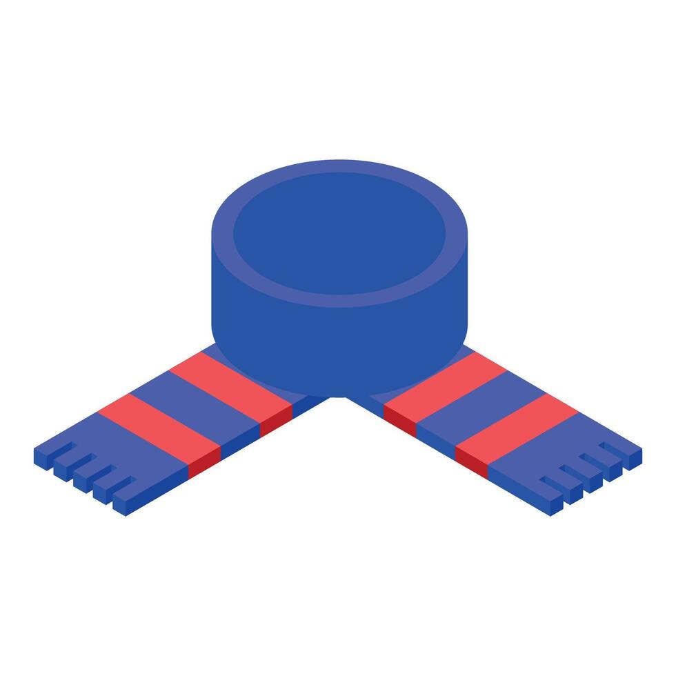 Blue and red striped soccer fan scarf lying folded isometric view vector