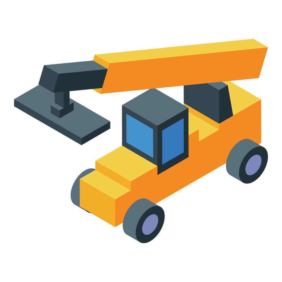 Yellow mobile crane lifting construction materials on building site vector