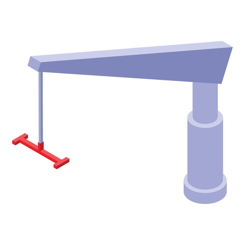 Harbor crane lifting cargo container in isometric view vector