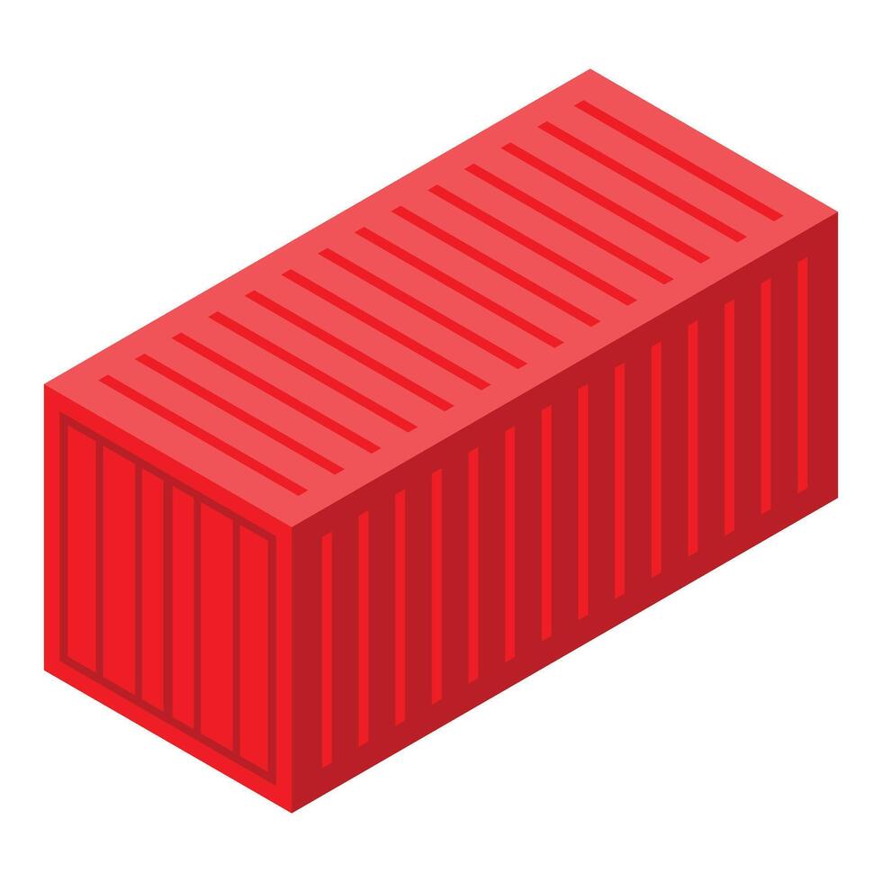 Red shipping container standing up in isometric view vector