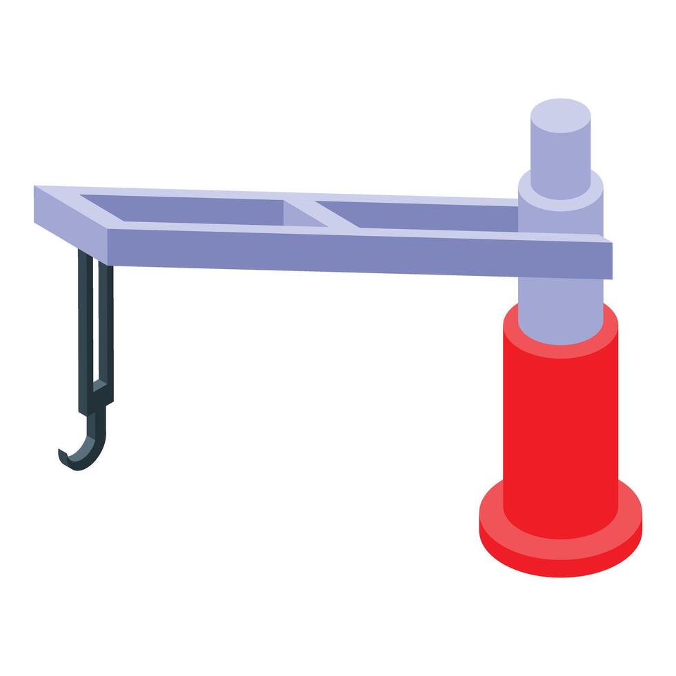 Car lifting machine being used during vehicle repair works vector