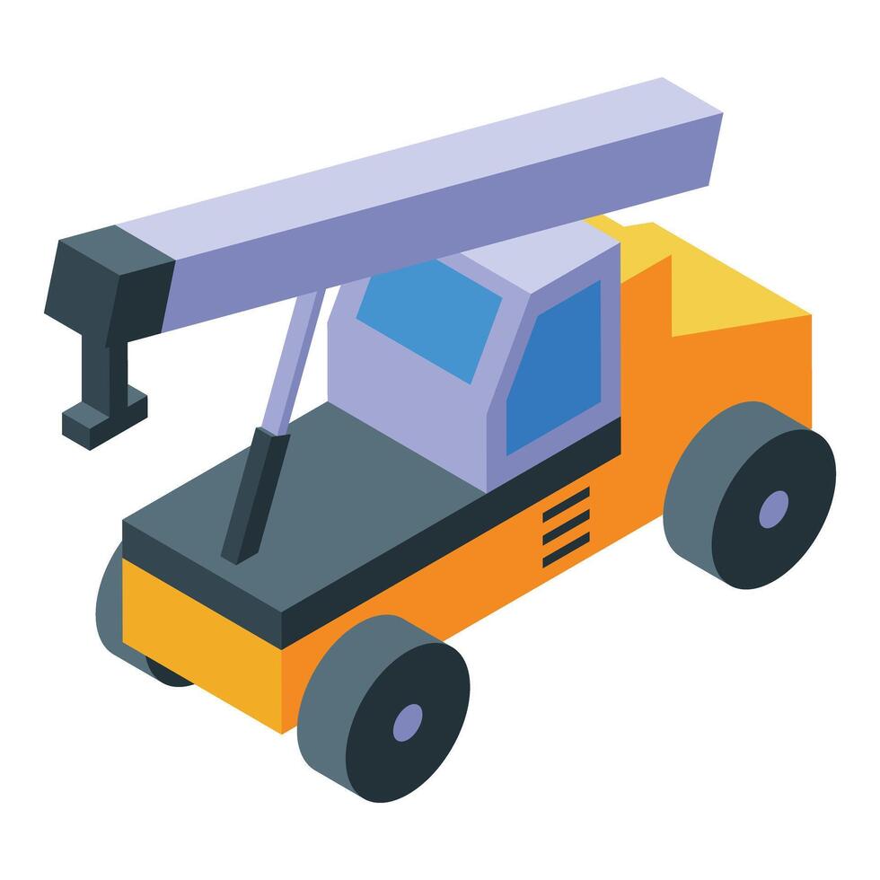 Mobile crane lifting heavy load during construction work vector