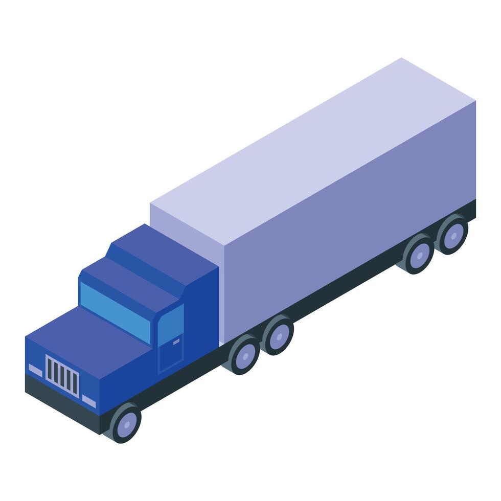 Blue truck is delivering goods in isometric projection vector