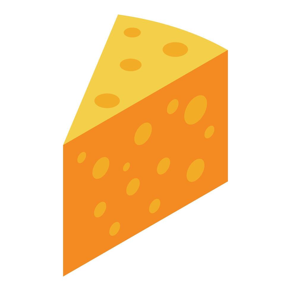 Triangular piece of cheese with holes isometric icon vector