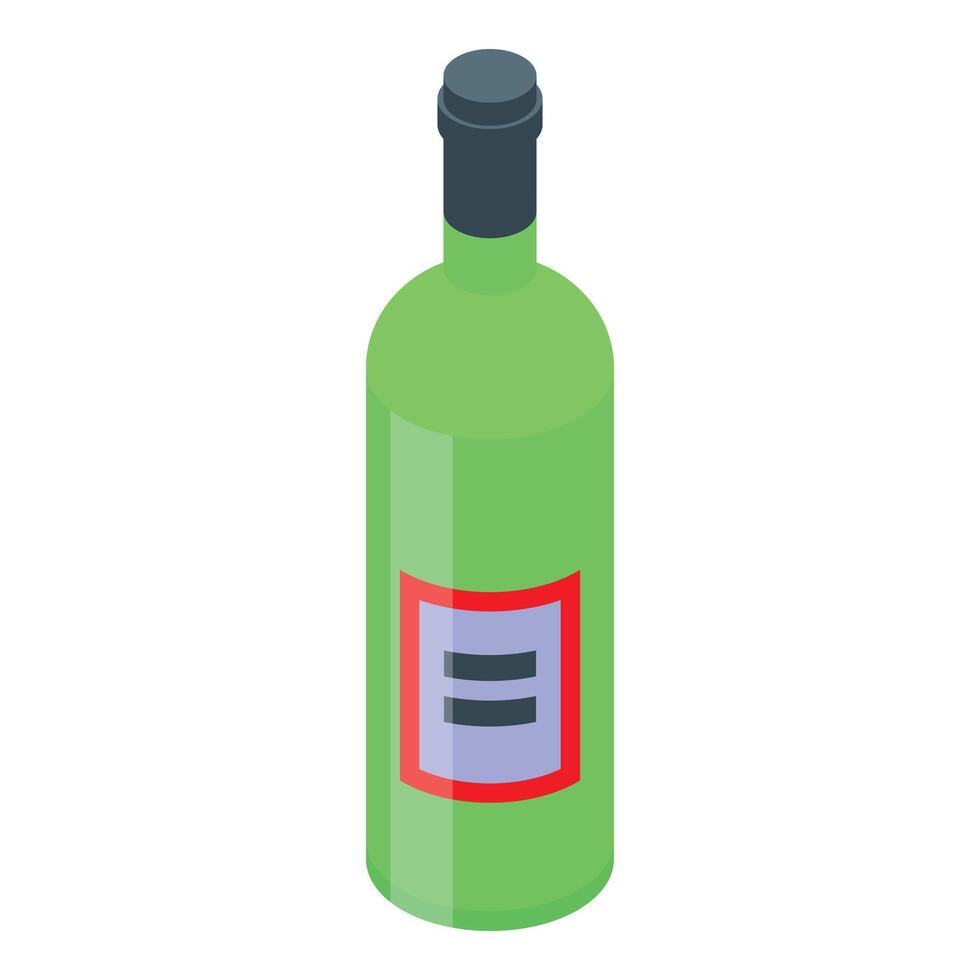 Green bottle of wine standing on white background vector