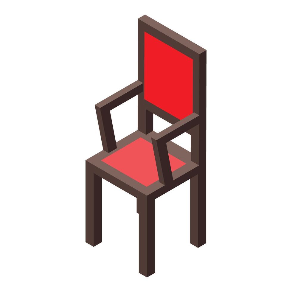 Red chair standing on four legs isometric icon vector