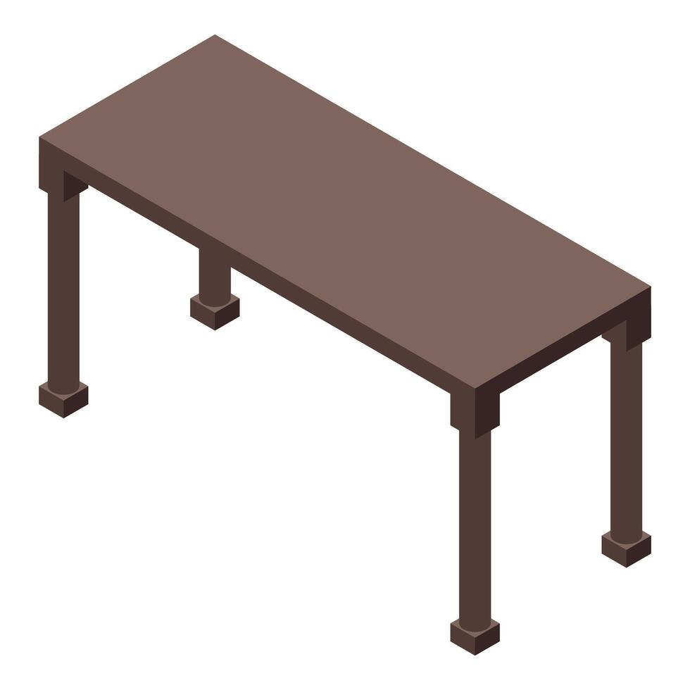 Big wooden table standing on four legs isometric view vector