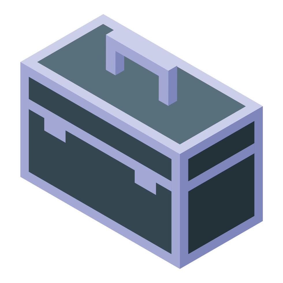 Isometric toolbox icon, professional tool storage box vector