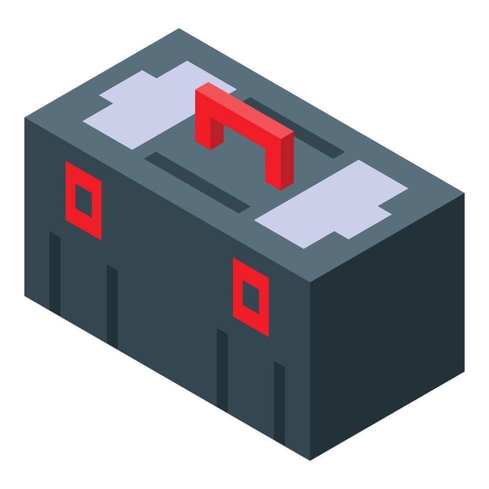 Toolbox holding building tools for repairing isometric icon vector