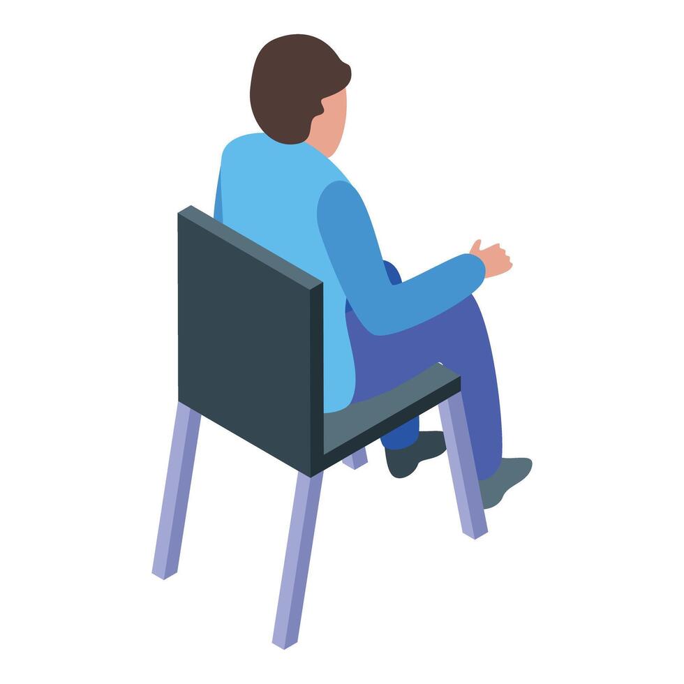 Businessman sitting on chair having a conversation vector