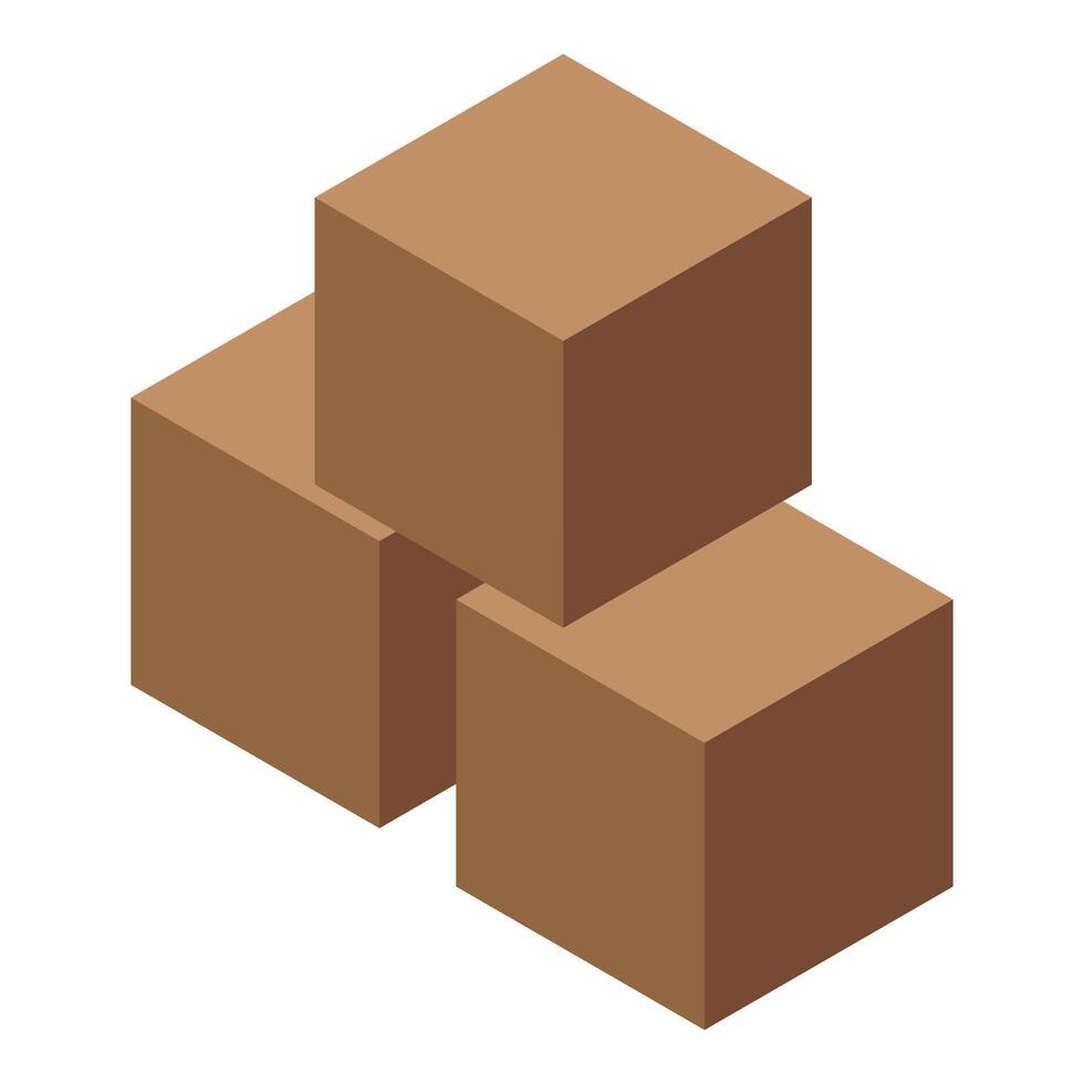 Three cardboard boxes stacked on top of each other forming a pyramid vector