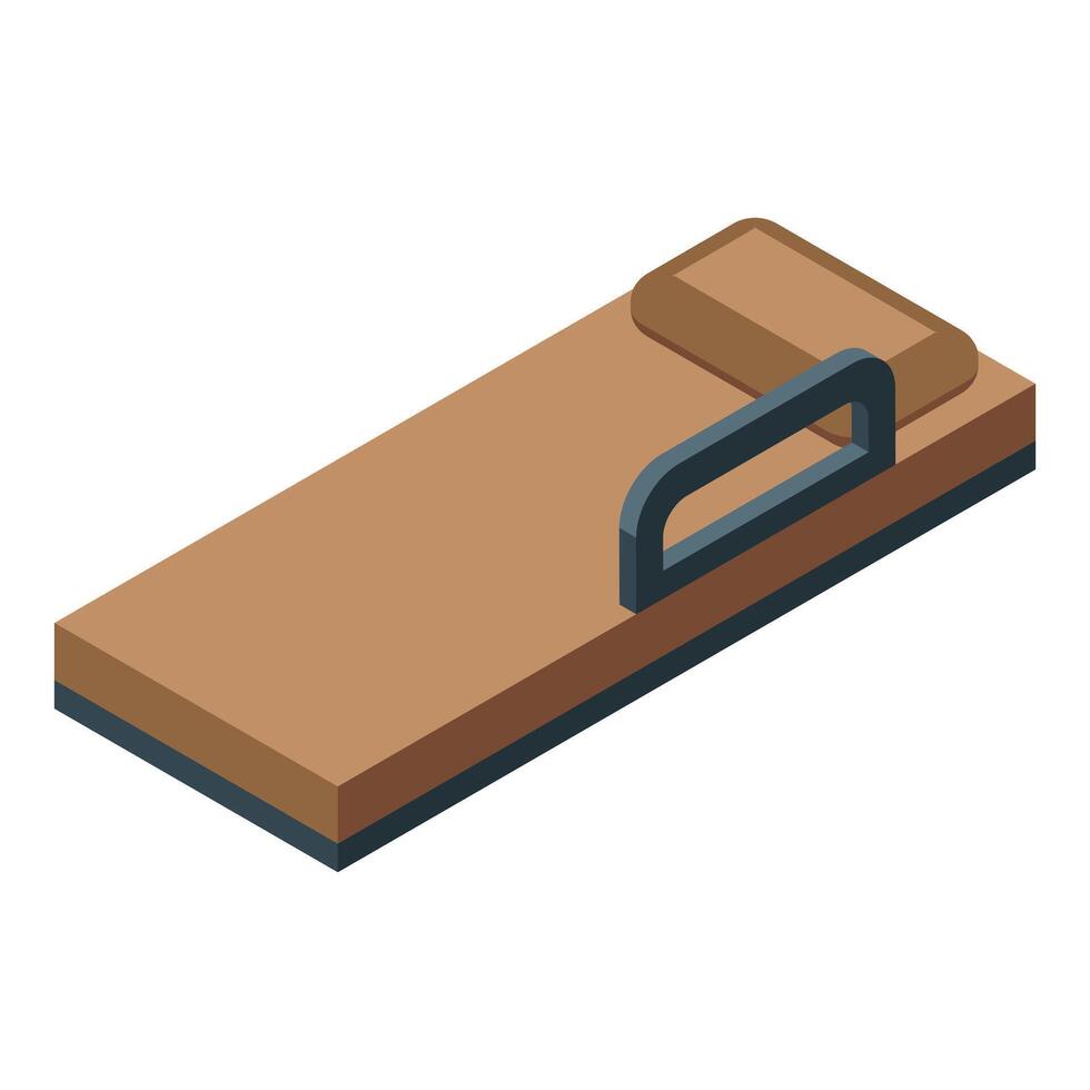 Wooden bed with brown mattress and pillow isometric view vector