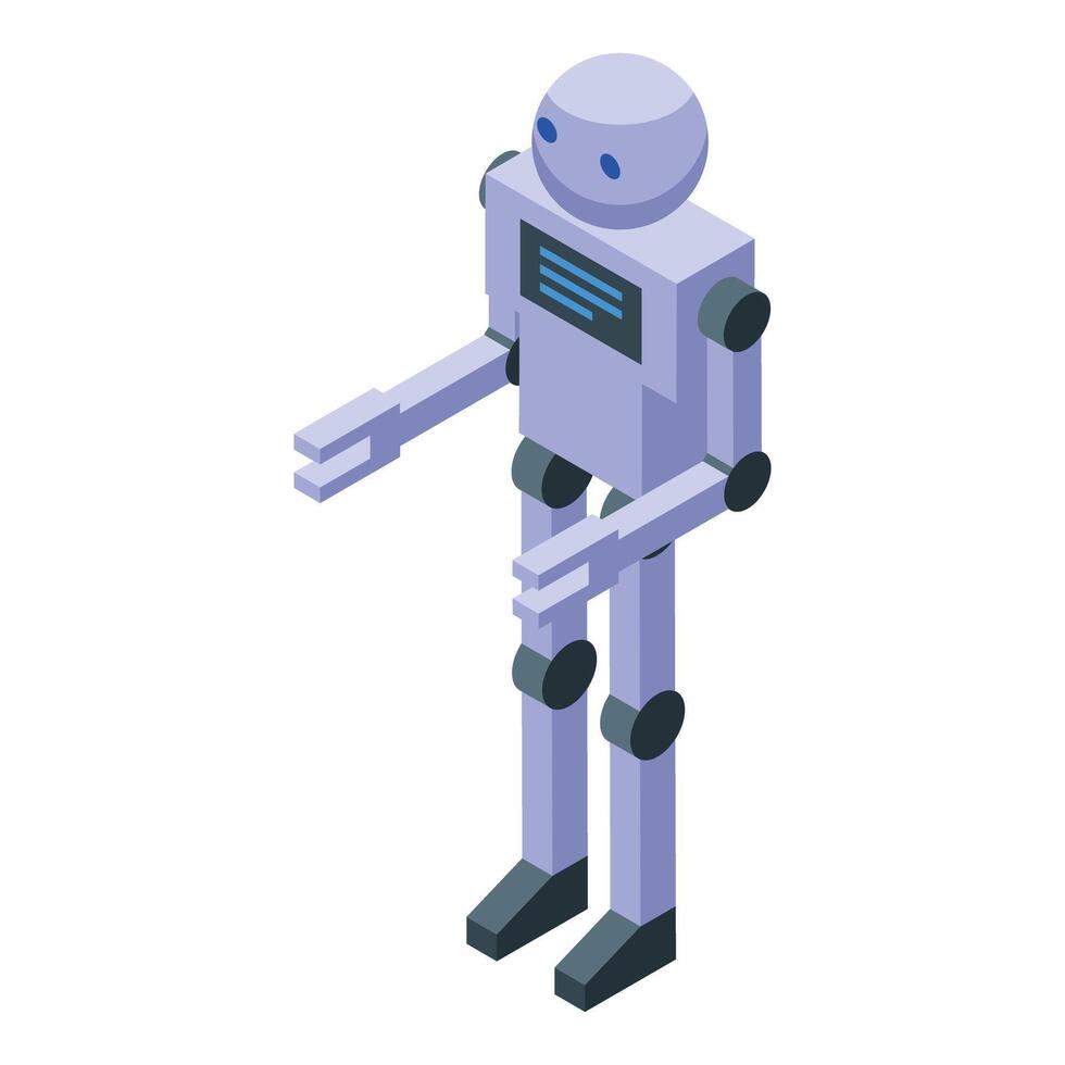 Modern robot standing and moving arms isometric view vector