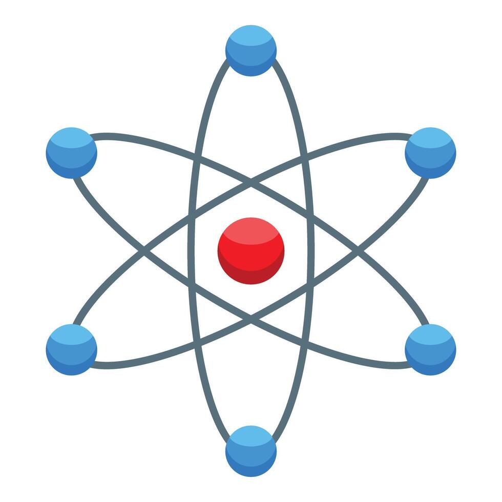 Atom particles circling around nucleus icon illustration vector