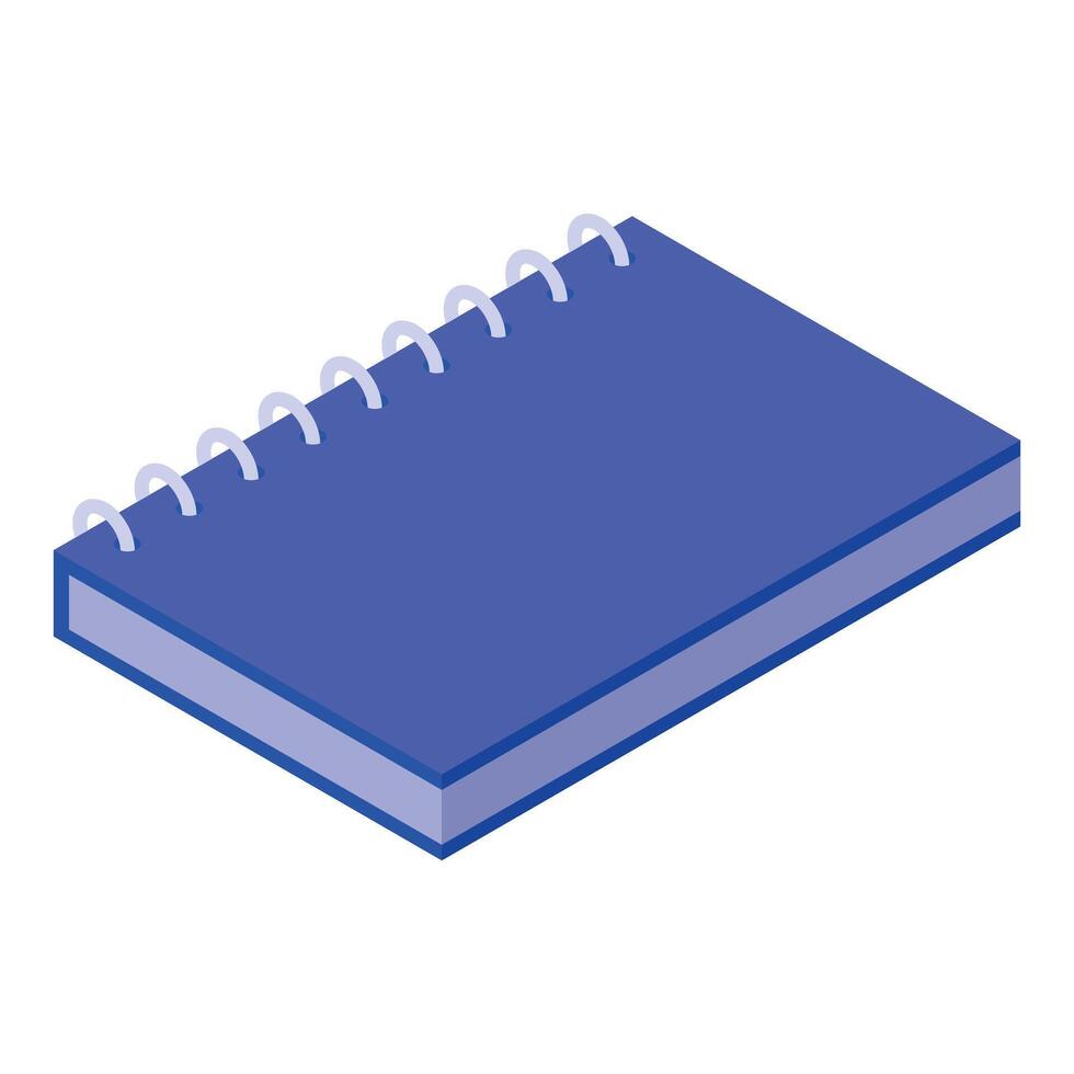 Blue notebook is lying open with blank pages for your text vector