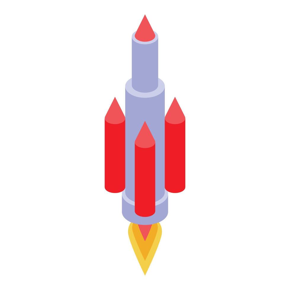 Red space rocket launching with fire and smoke trail vector