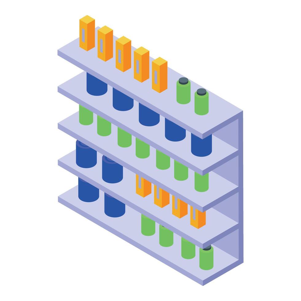 Warehouse storage system organizing goods in cardboard boxes on shelves vector